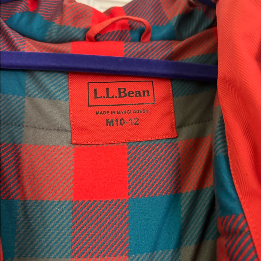 L.L. Bean Kids Jacket Red Fleece Lined Winter Coat Medium Warm Outdoor - Picture 3 of 5